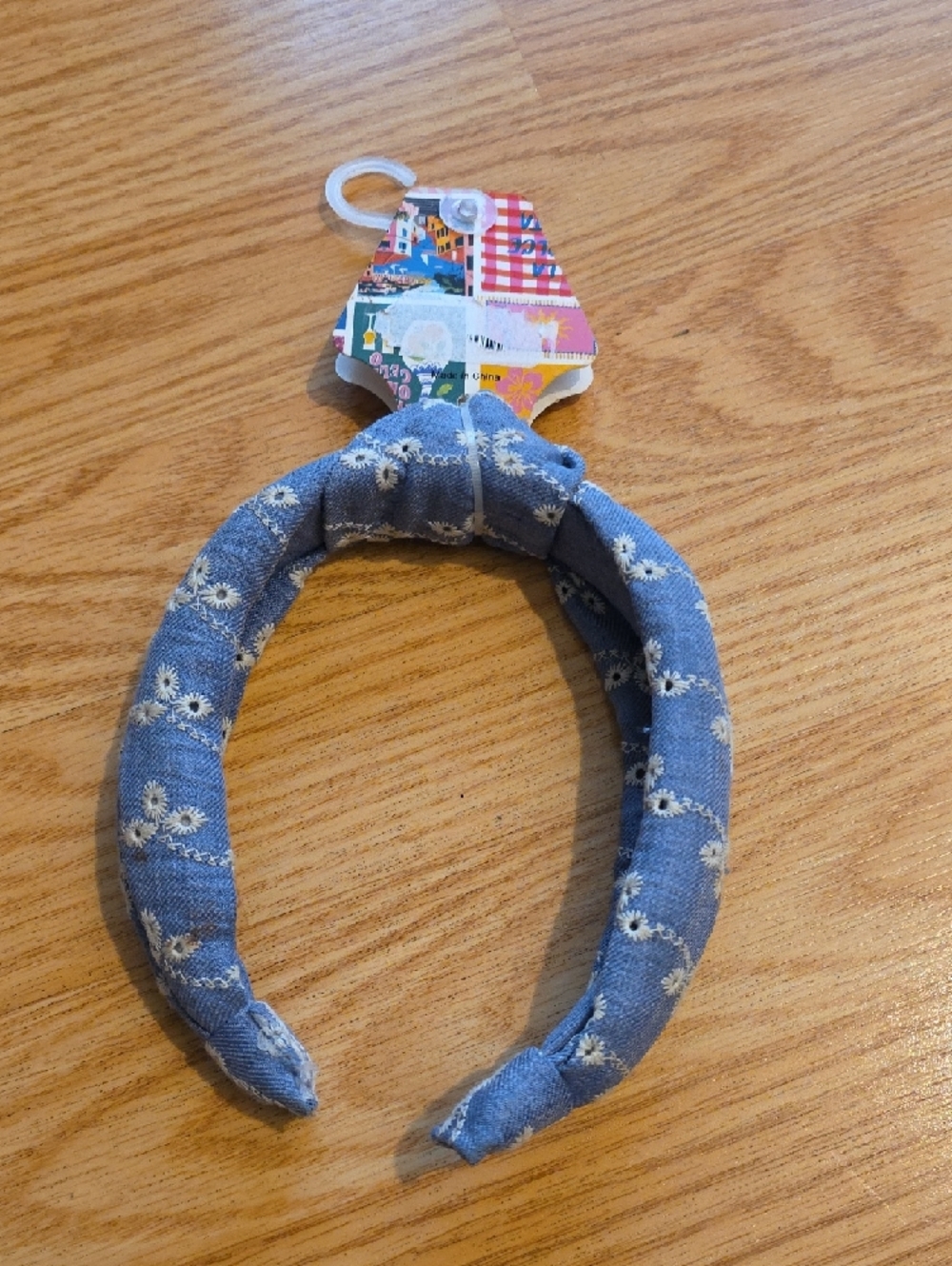 Piper•k Denim Blue Daisy Knotted Headband - Picture 3 of 7